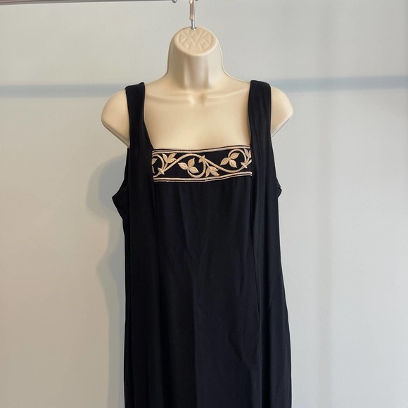 Jaclyn Hart Black with Tan Embroidery Tank Maxi Dress & Jacket Large - Picture 5 of 9